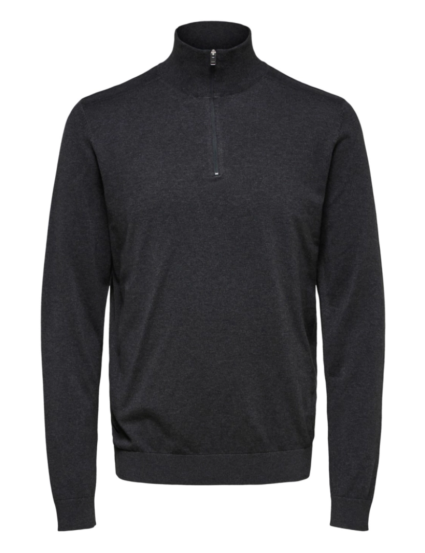 imagem de Selected Berg Half Zip Cardigan Antraciet Cinza1