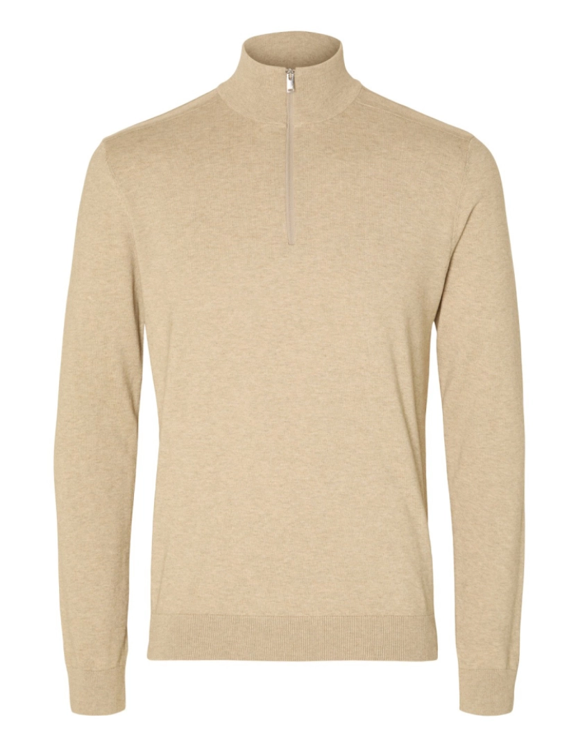 imagem de Selected Berg Half Zip Cardigan Kelp Bege1