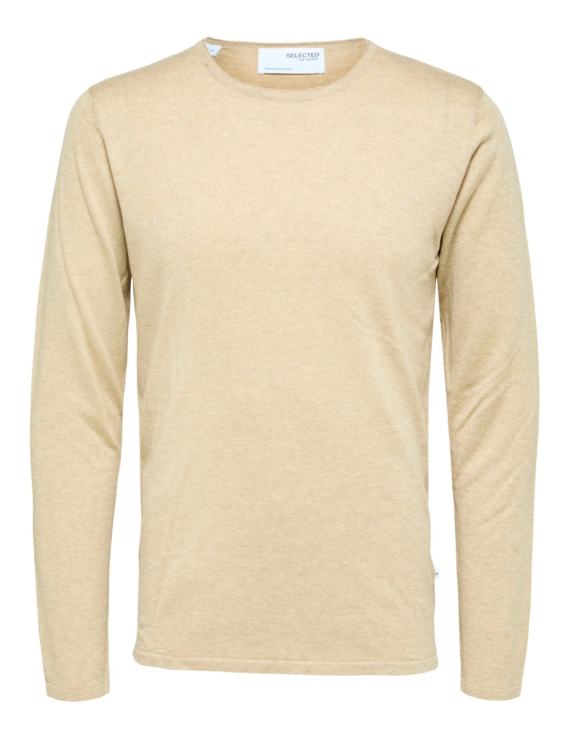 imagem de Selected Rocks Knit Crew Neck Kelp Bege1