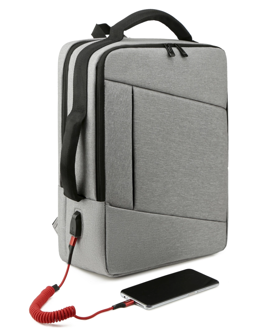 imagem de DAM Mochila para laptop com interface de carregamento USB. 30x13x42 cm. Cor preta3