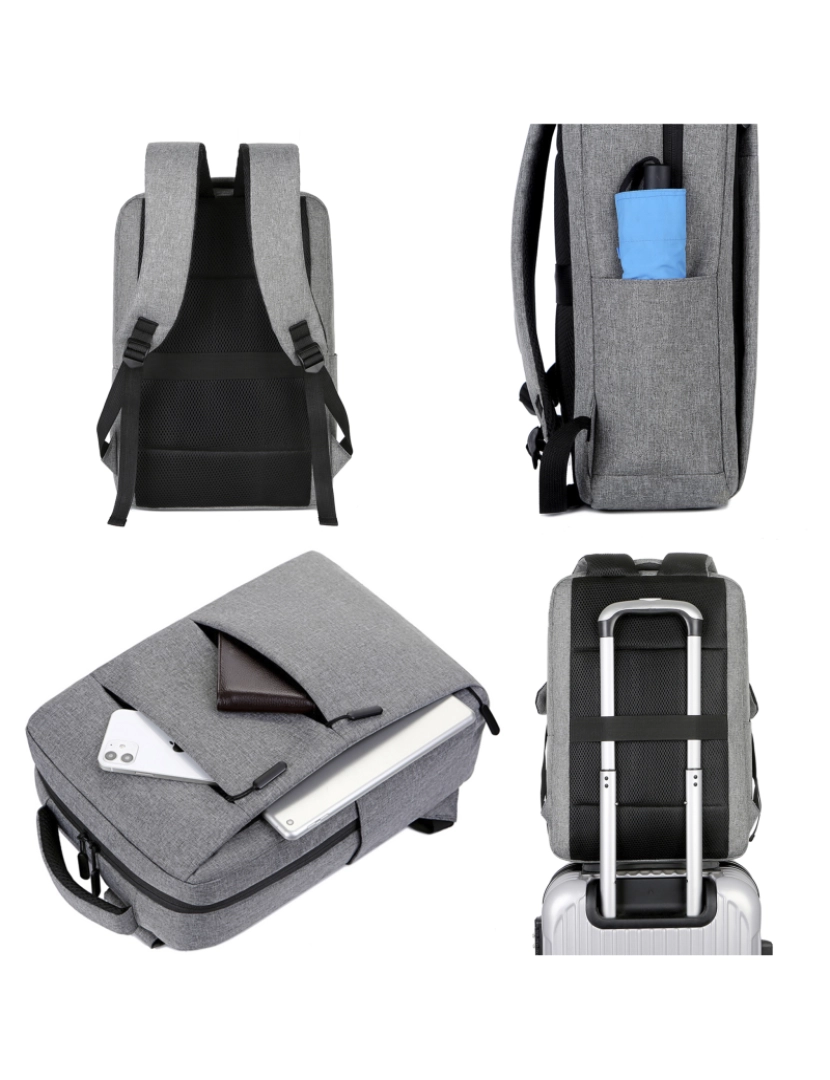 imagem de DAM Mochila para laptop com interface de carregamento USB. 30x13x44 cm. Cor preta7