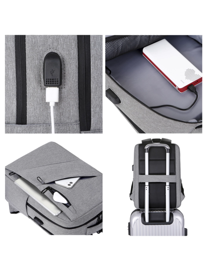 imagem de DAM Mochila para laptop com interface de carregamento USB. 30x15x47 cm. Cor azul7