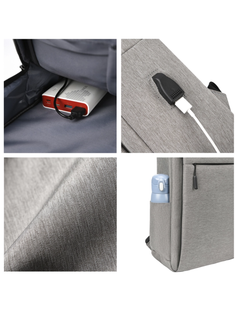 imagem de DAM Mochila para laptop com interface de carregamento USB. 30x13x48 cm. Cor preta8