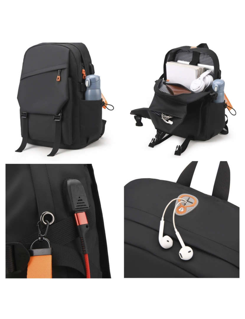 imagem de DAM Mochila para laptop com interface de carregamento USB. 30x15x44 cm. Cor cinzenta7