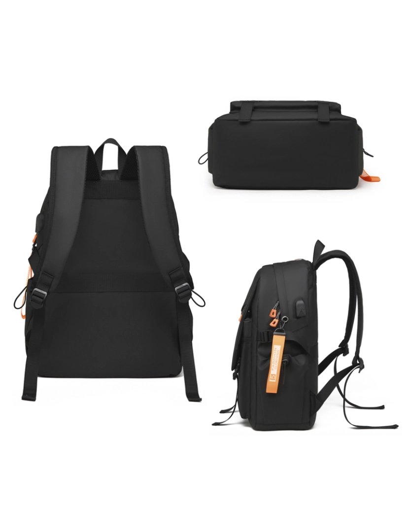 imagem de DAM Mochila para laptop com interface de carregamento USB. 30x15x44 cm. Cor preta8