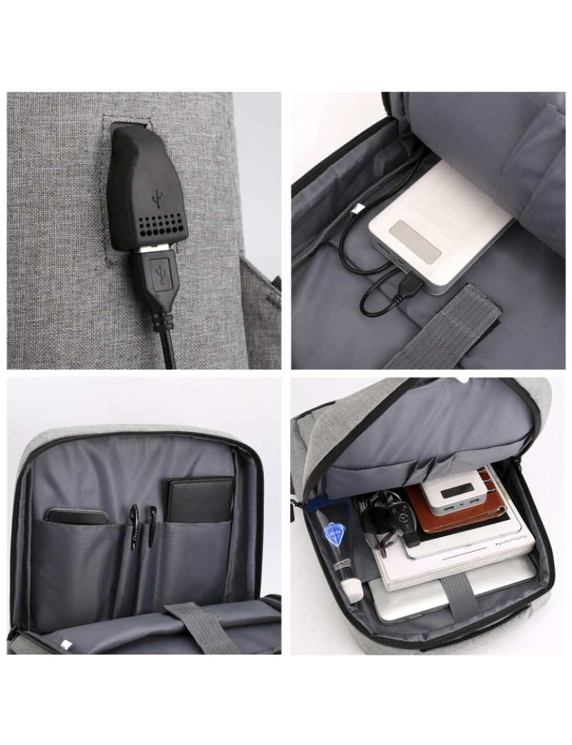 imagem de DAM Mochila para laptop com interface de carregamento USB. 28x11x40 cm. Cor preta7