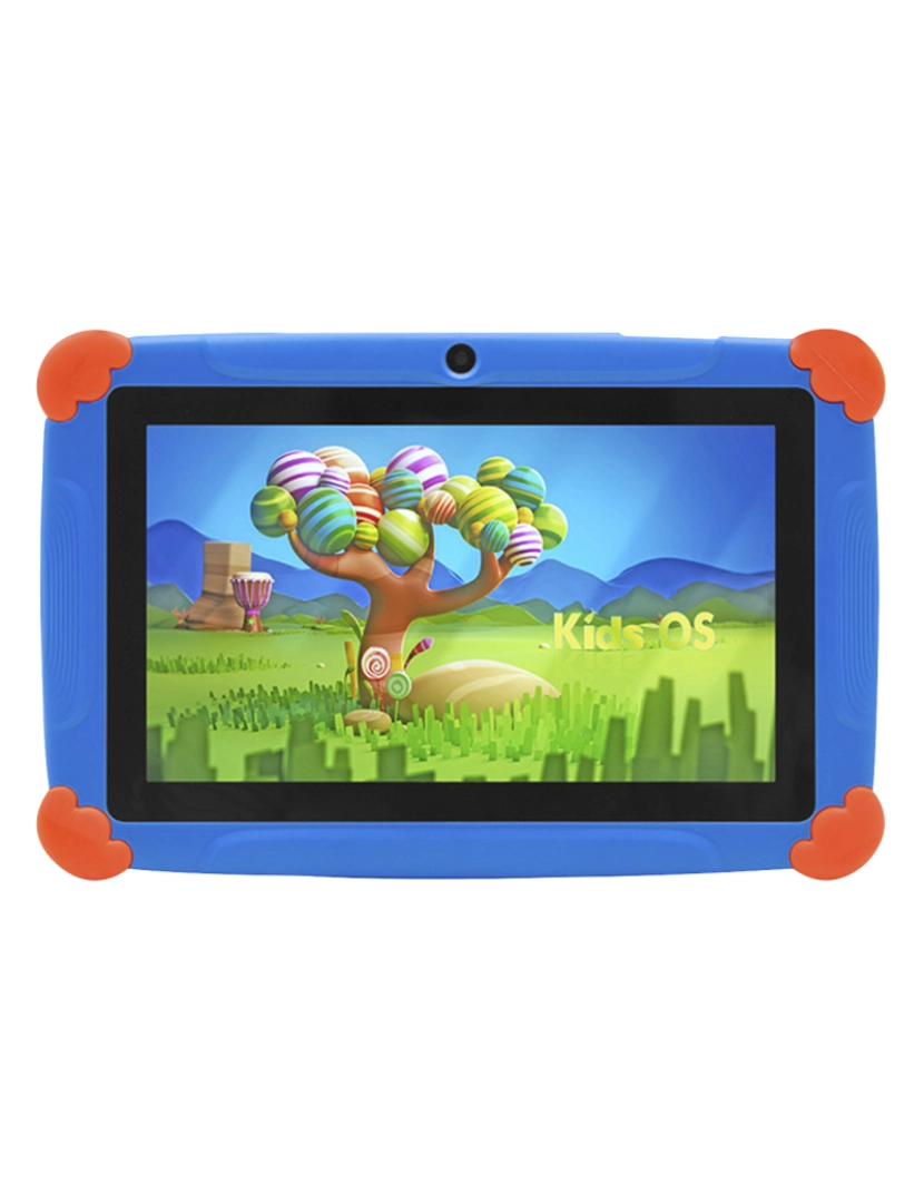 imagem de DAM Tablet infantil K77 WiFi. Sistema operacional Android 7. Tela 7'''' 1024x600px. MTK Quad Core 1 GB de RAM + 8 GB. Câmera dupla. 20x2x16,5 cm. Cor azul1