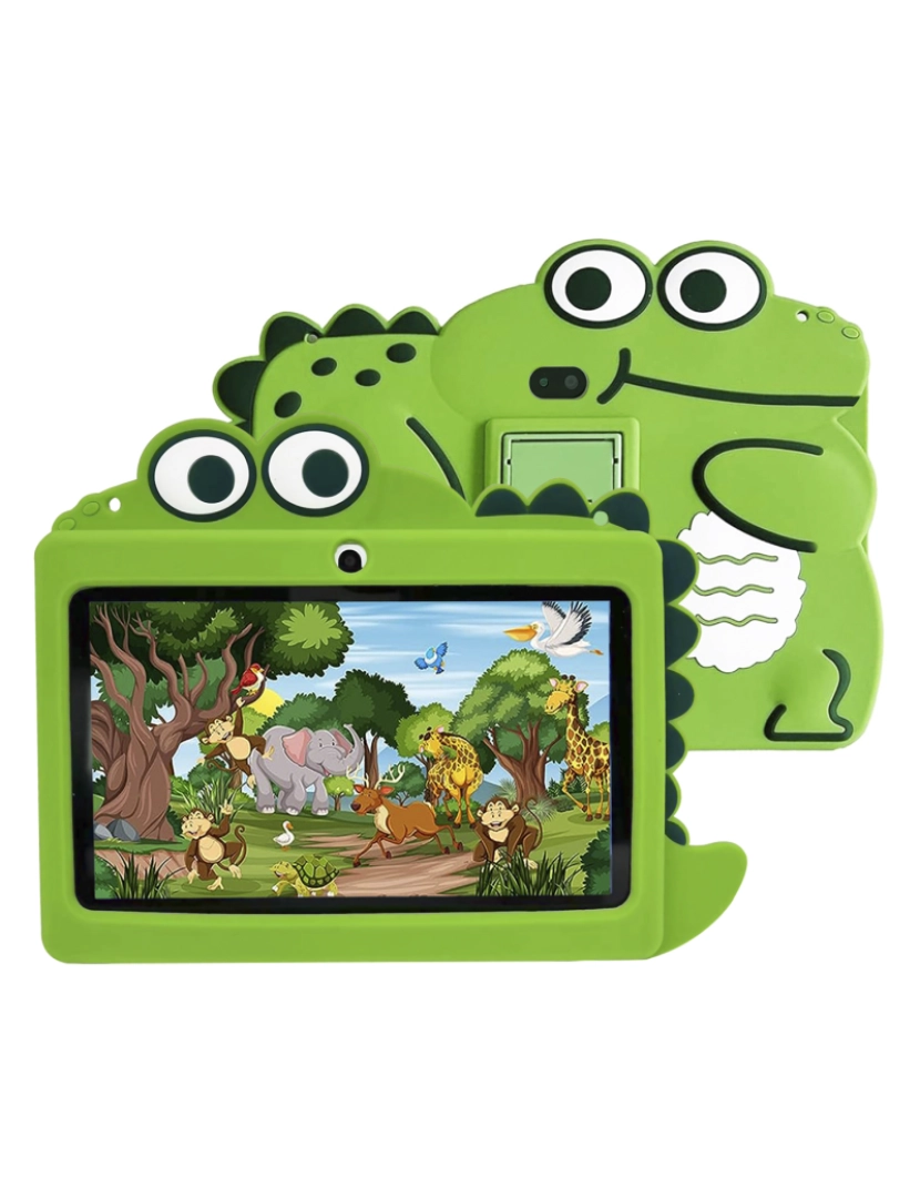 imagem de DAM Tablet infantil K706 WiFi. Sistema operacional Android 7. Tela de 7'' 1024x600px. MTK 6735 1 GB de RAM + 8 GB. Câmera dupla. 18,1x2,1x12,1 cm. Cor verde1