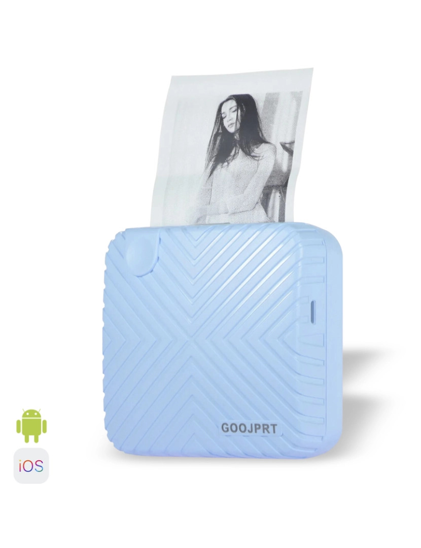 imagem de DAM Mini impressora térmica Bluetooth portátil, compatível com Android e iOS. 203 dpi. 8x4x8 cm. Cor azul1