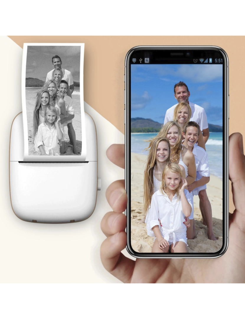 imagem de DAM Mini impressora térmica Bluetooth portátil, formato de urso, compatível com Android e iOS. 200 dpi. 8,5x4,2x11,5 cm. Cor branca2