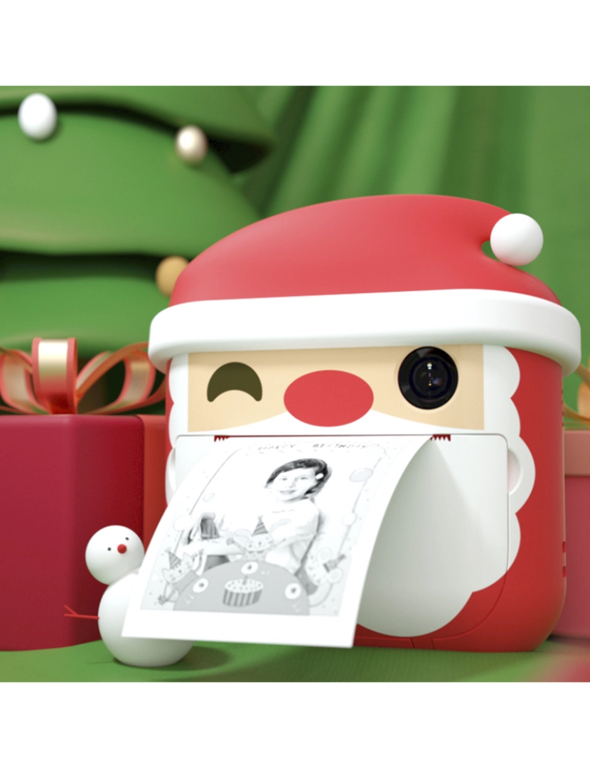 imagem de DAM Câmera digital, desenho de Papai Noel, fotos de 12mpx e vídeo HD para crianças. Impressão instantânea de suas fotos favoritas. 12,6x4,2x8,5 cm. cor vermelha3