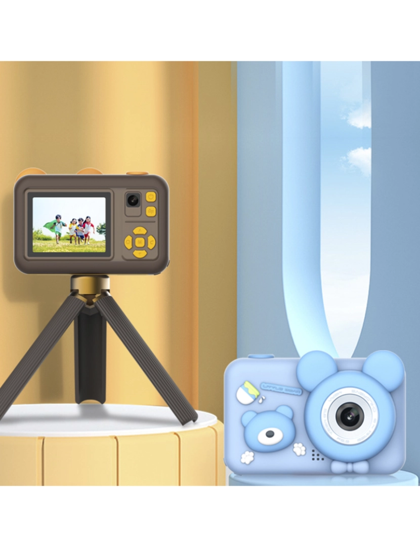 imagem de DAM Câmera digital, design Bear, com fotos de 26mpx e vídeo FHD para crianças. Tela de 2 polegadas. Inclui tripé com função de aderência. 8x5x6,2cm. Cor marron2
