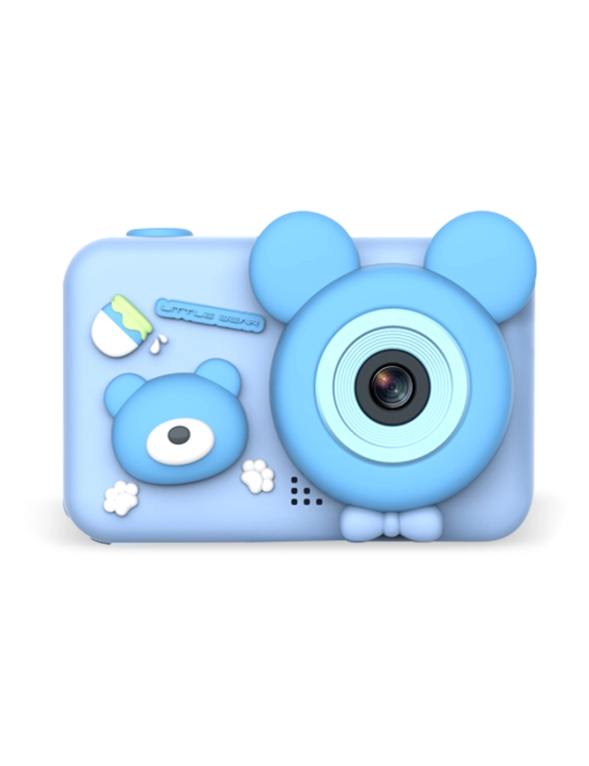 DAM - DAM Câmera digital, design Bear, com fotos de 26mpx e vídeo FHD para crianças. Tela de 2 polegadas. Inclui tripé com função de aderência. 8x5x6,2cm. Cor azul