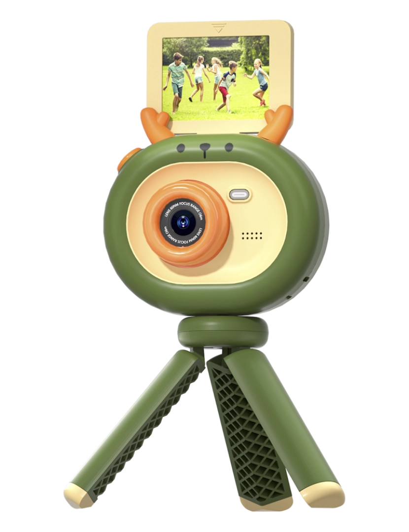 imagem de DAM Foto digital de 40 mpx e câmera de vídeo FHD para crianças. Tela dobrável de 2 polegadas. Inclui tripé com função de aderência. 8x3x5 cm. Cor verde1