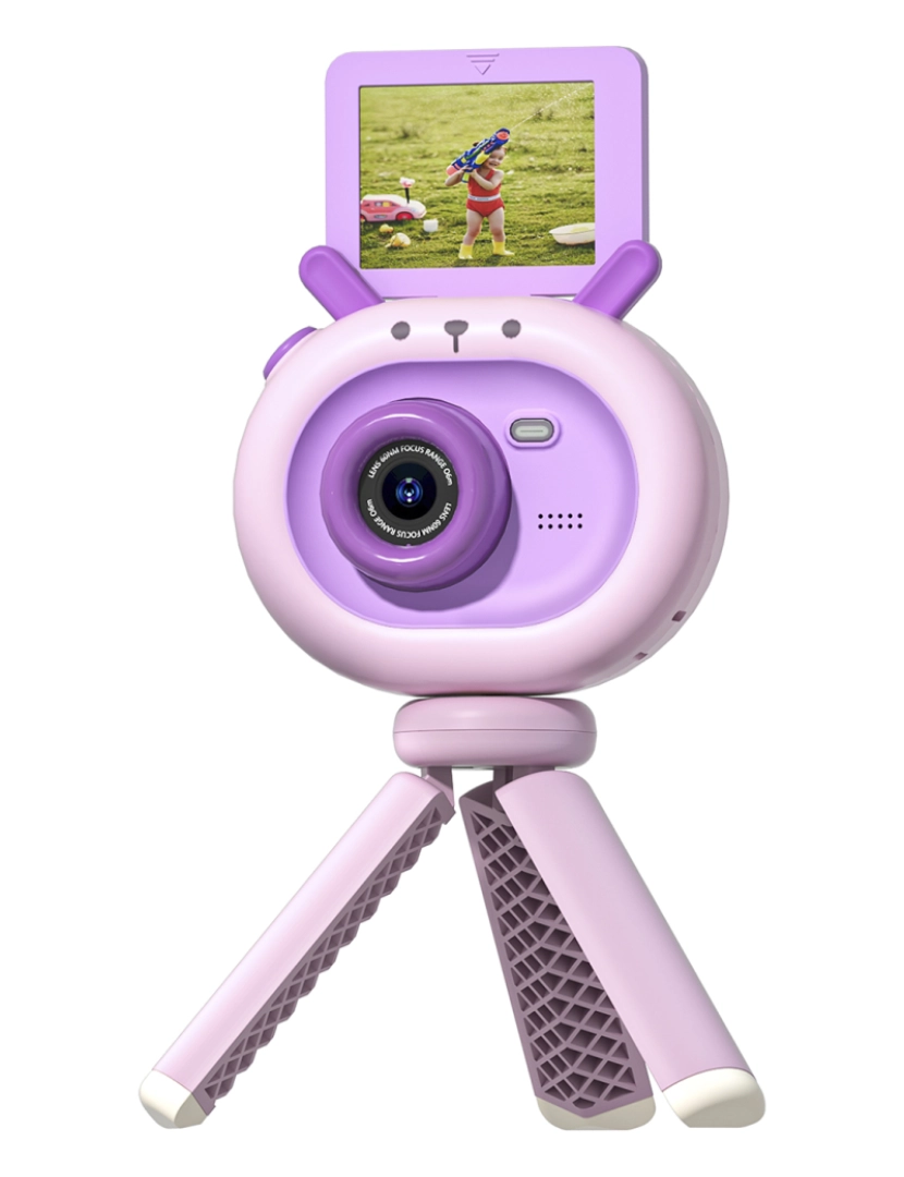 DAM - DAM Foto digital de 40 mpx e câmera de vídeo FHD para crianças. Tela dobrável de 2 polegadas. Inclui tripé com função de aderência. 8x3x5 cm. Cor rosa