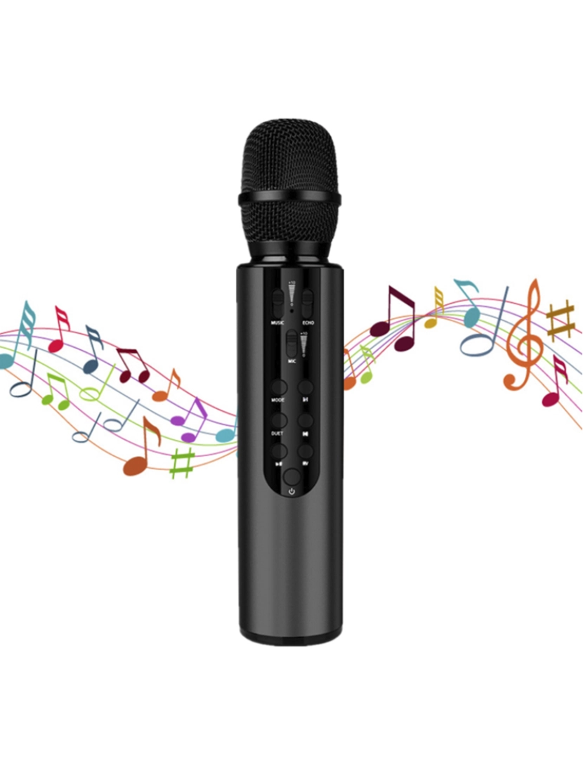imagem de DAM Microfone de karaokê com alto-falante embutido, Bluetooth 5.0. Bateria de 2000mAh. Tipo condensador. 24x5x5 cm. Cor preta3