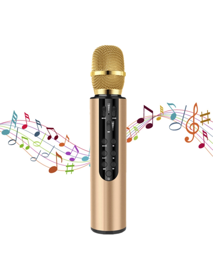 imagem de DAM Microfone de karaokê com alto-falante embutido, Bluetooth 5.0. Bateria de 2000mAh. Tipo condensador. 24x5x5 cm. Cor: Ouro Rosa3