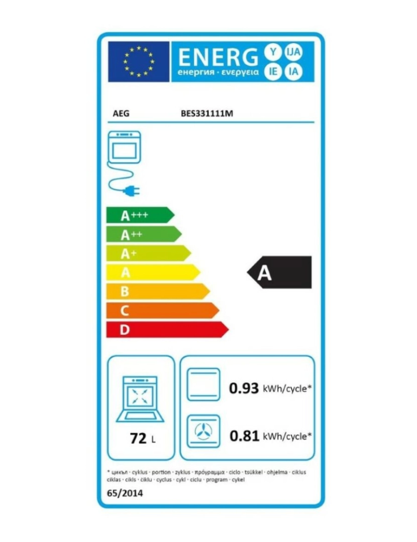 imagem de Forno Multifunções AEG BES331111M 72 L LCD 2780W 72 L3