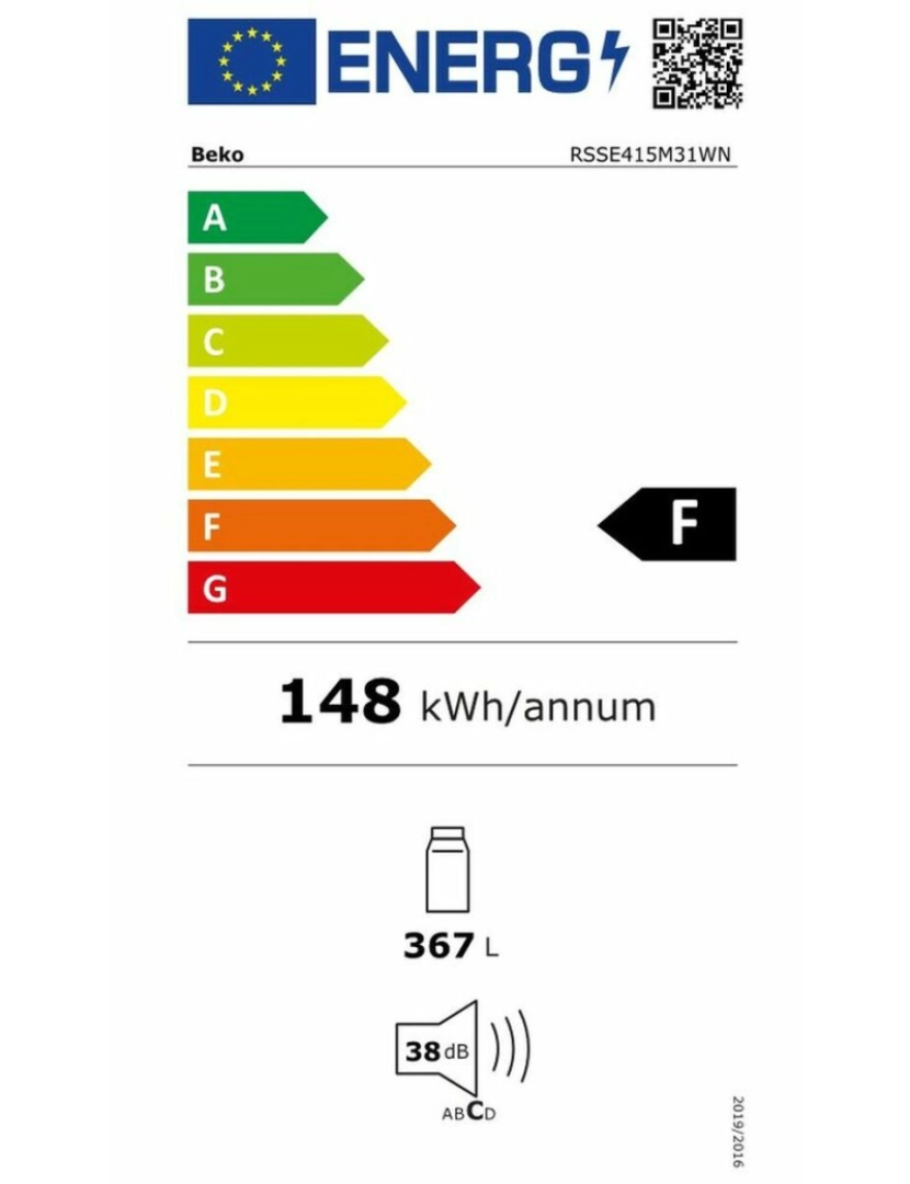 imagem de Frigorífico BEKO RSSE415M31WN Branco (171 x 59 cm)3