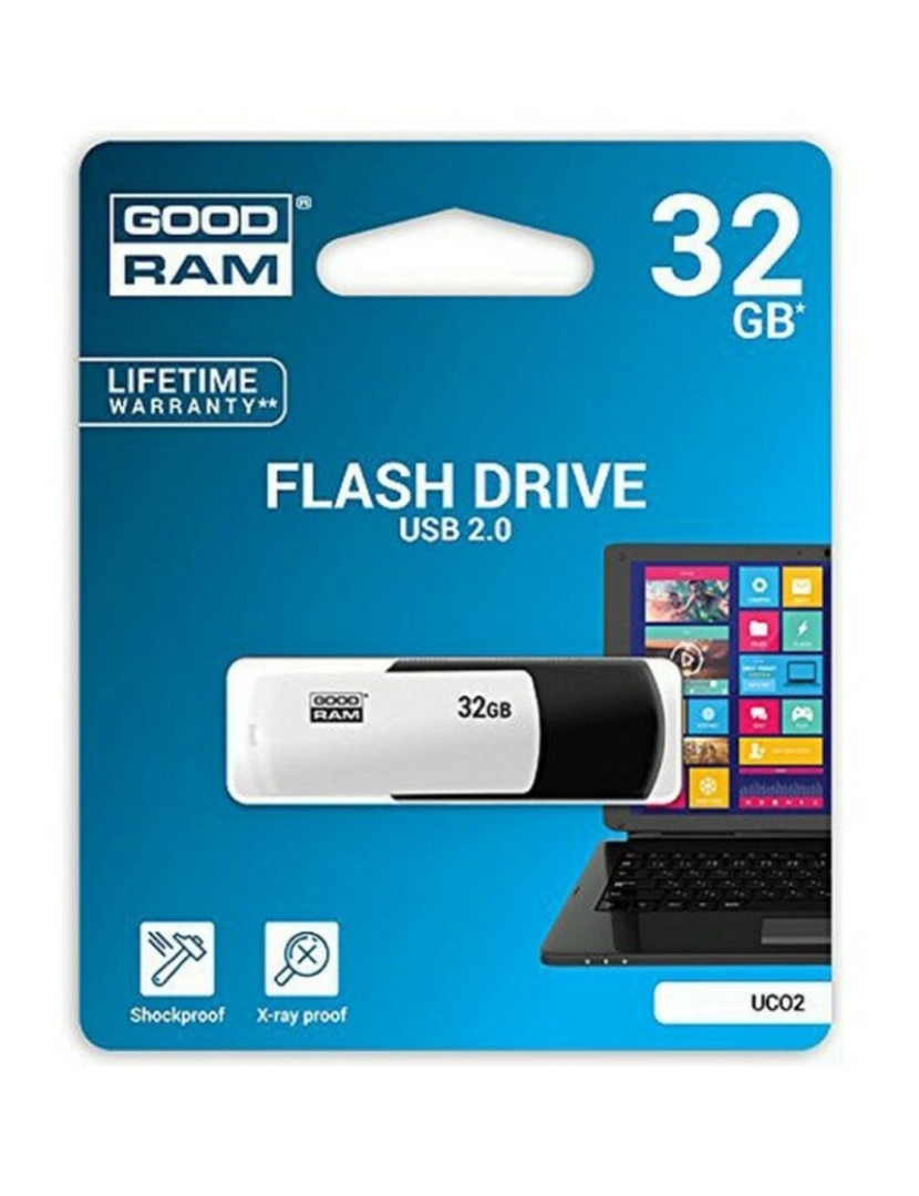 imagem de Pendrive GoodRam UCO2 USB 2.0 Branco/Preto Memória USB3