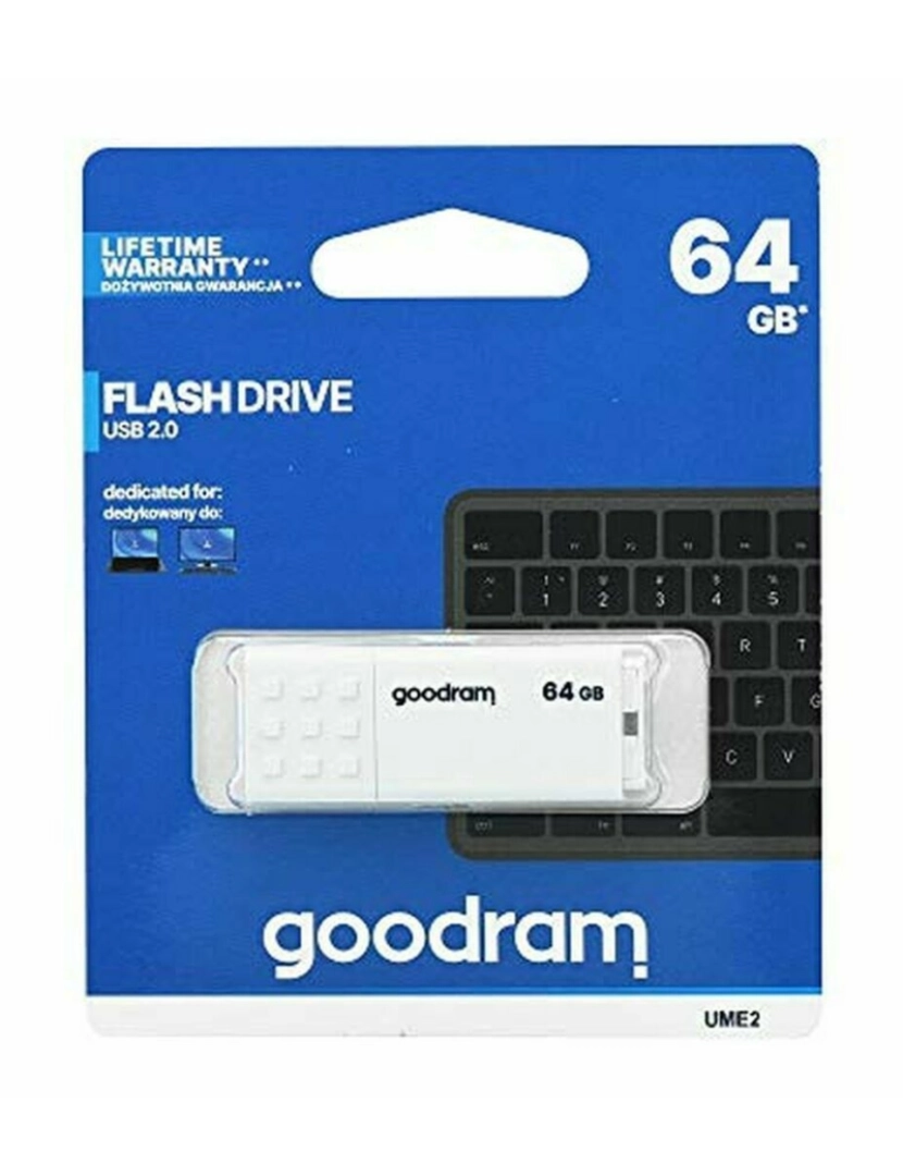 imagem de Memória USB GoodRam UME2-0640W0R11 64 GB Branco Preto 64 GB2