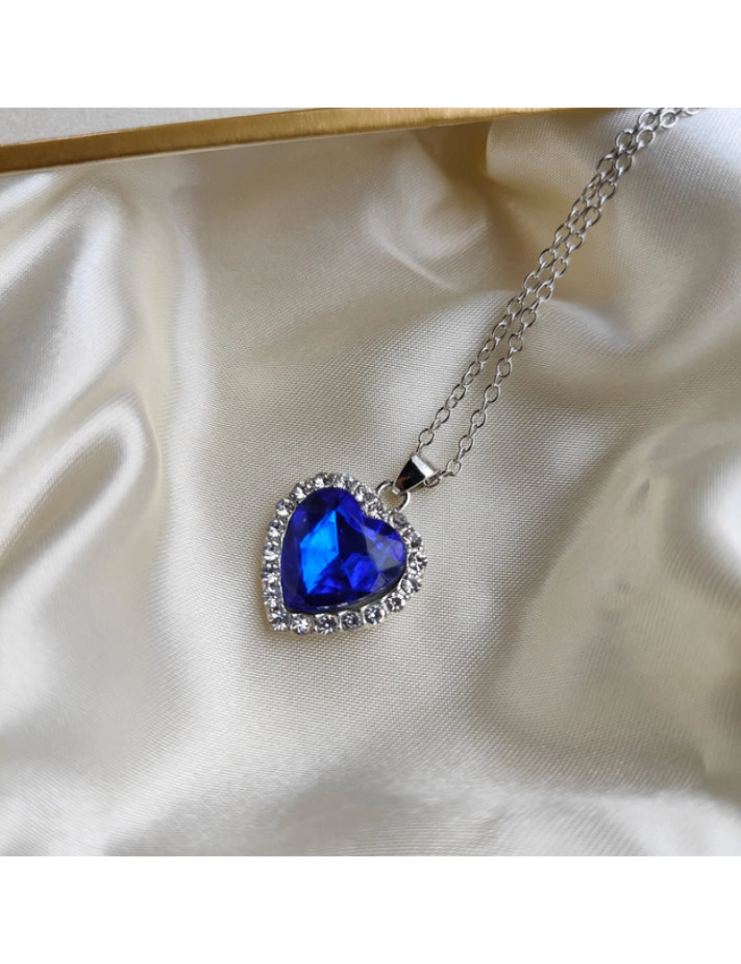 imagem de Coração azul Titanic Zircon diamante pingente colar2