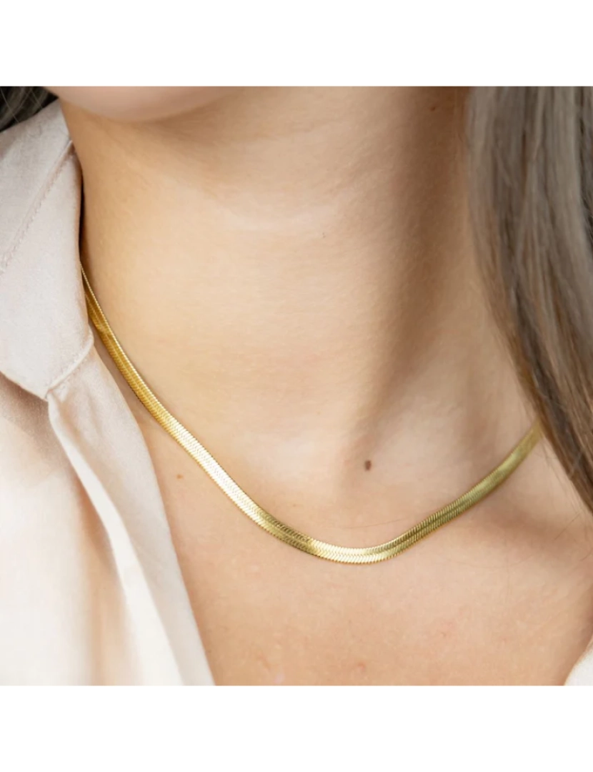 The Colourful Aura - Aço inoxidável ouro cubano Link liso serpente Gourmet Cadeia Layering colar
