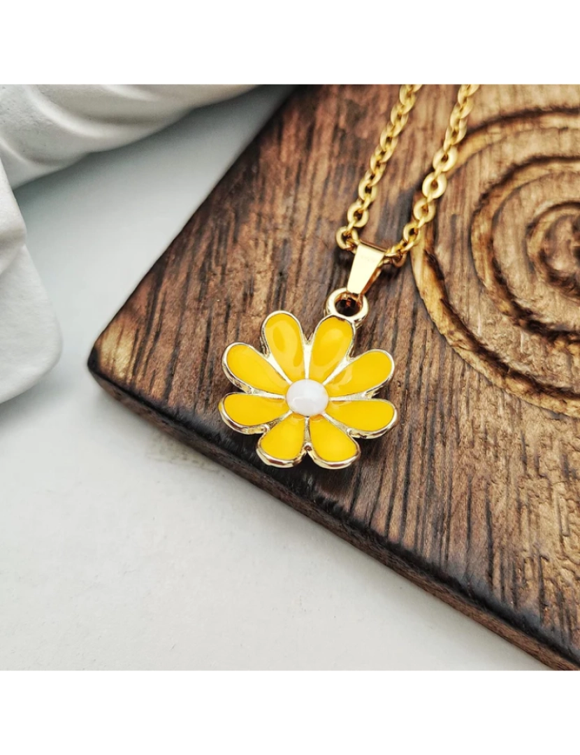 The Colourful Aura - Colorido amarelo Indie Boho Daisy Floral Sunflower Encantos Verão Colar