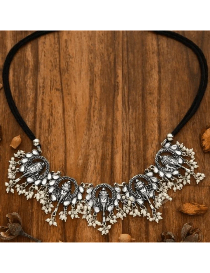 imagem de Grande Espiritual Oxidado Boho Ganesha Indian Declaração Choker Templo Colar2