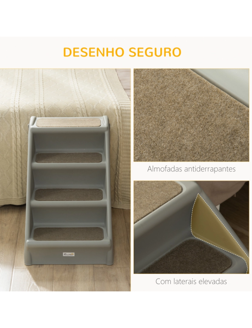 imagem de Escada para Animais de Estimação Dobrável 62x38x49,5cm cor cinzento D06-142GY5