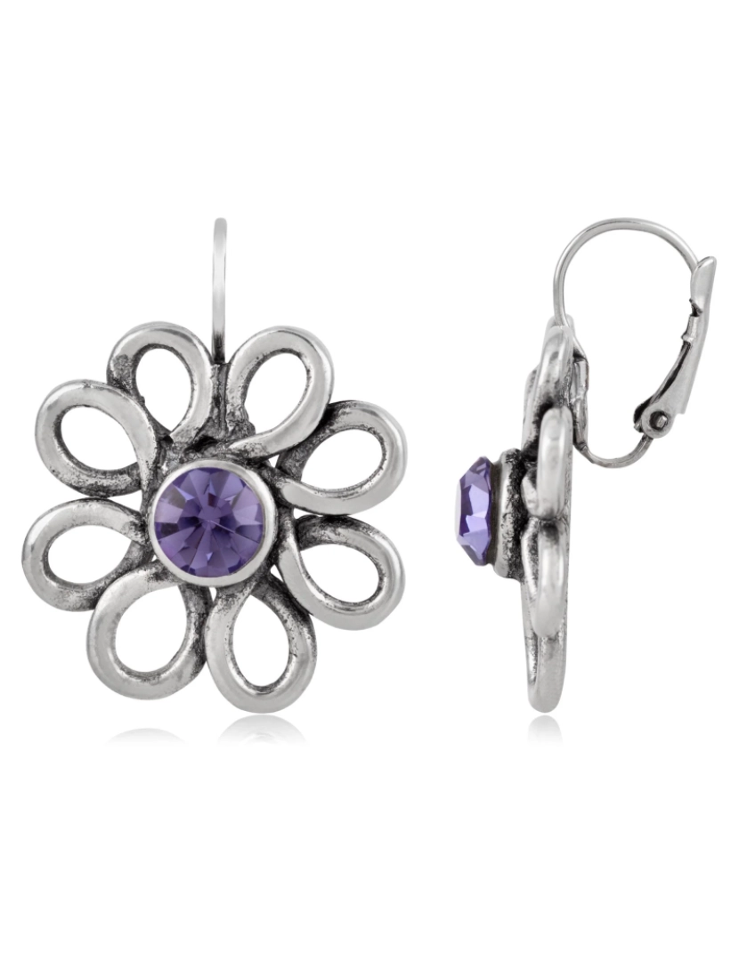 Gloria Mago - Brinco Prata Flor Swarovski Violeta