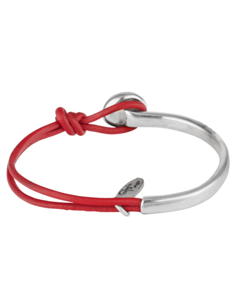 imagem de Pulseira Couro E Prata Unic Prata Vermelho2