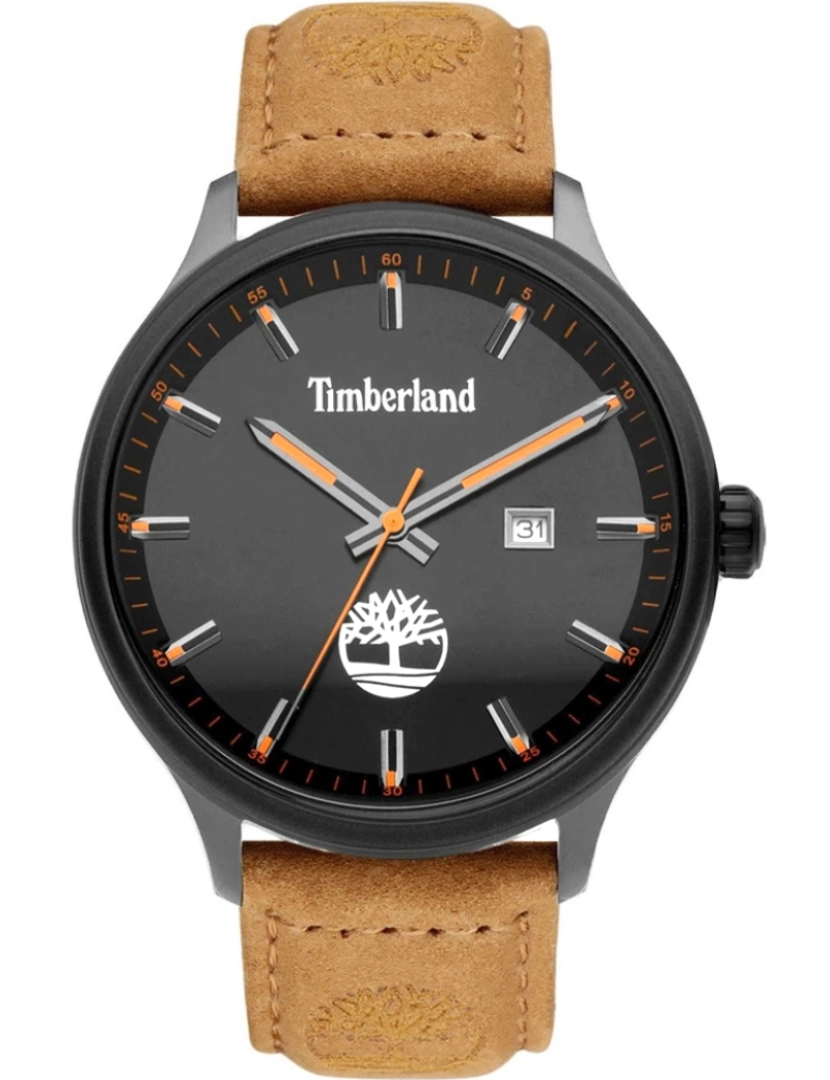 Timberland - Relógio Homem Southford Mostrador Preto Bracelete Pele Castanha