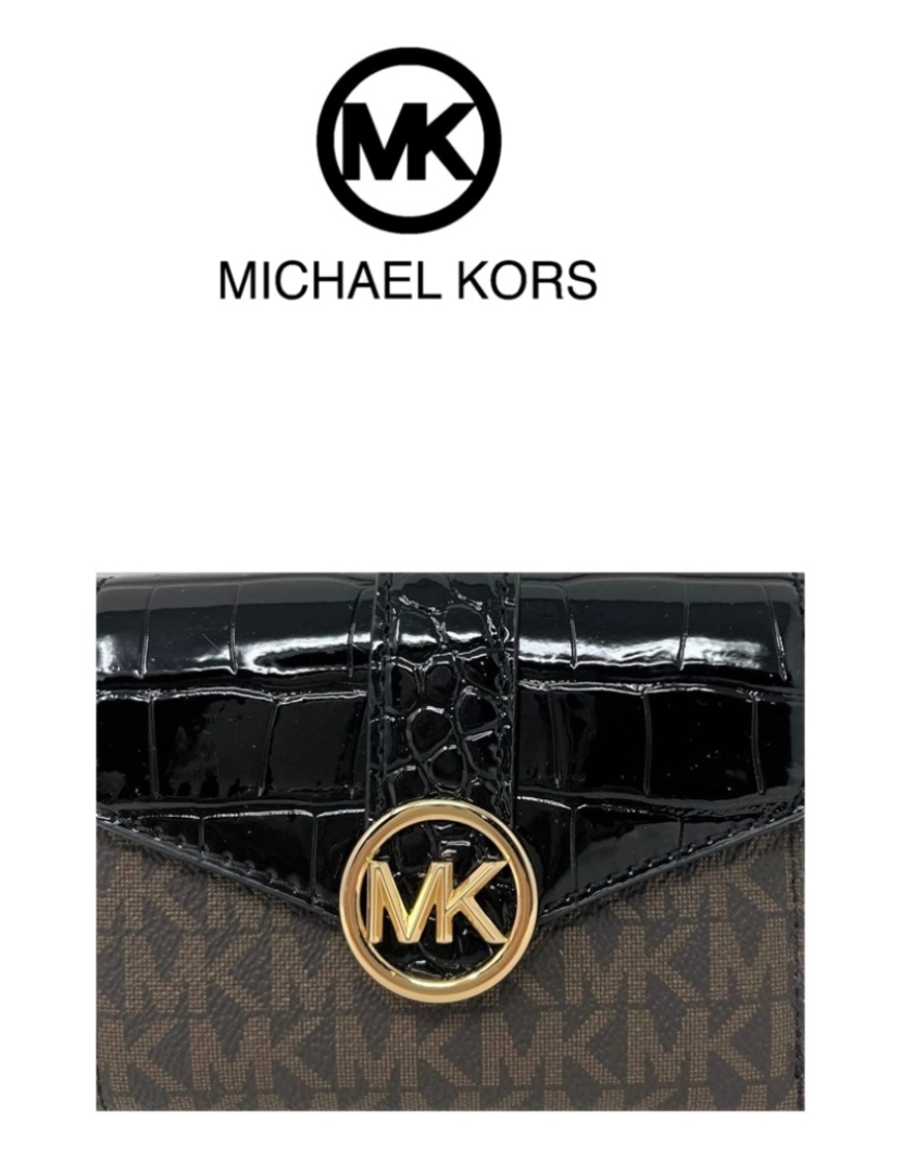 imagem de Michael Kors Carteira Pequena Preta E Marron 35F2Gnmf6B1