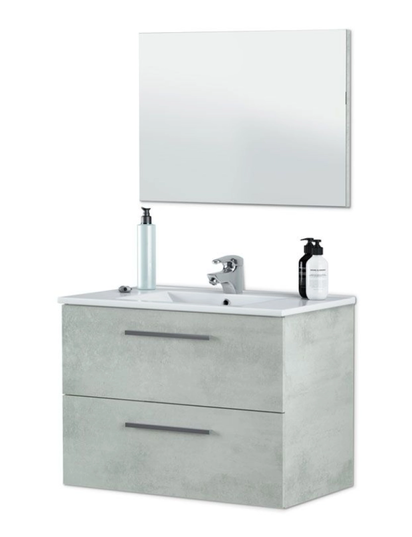 Duehome - Móvel de casa de banho Aruba 2 gavetas + espelho