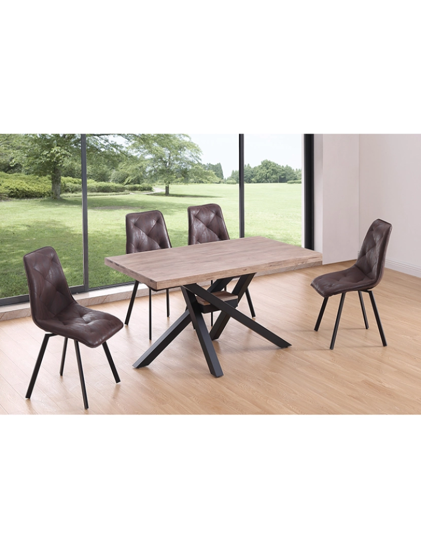 Duehome - MESA DE JANTAR FIXA XENA 140 MEL OAK / PRETO