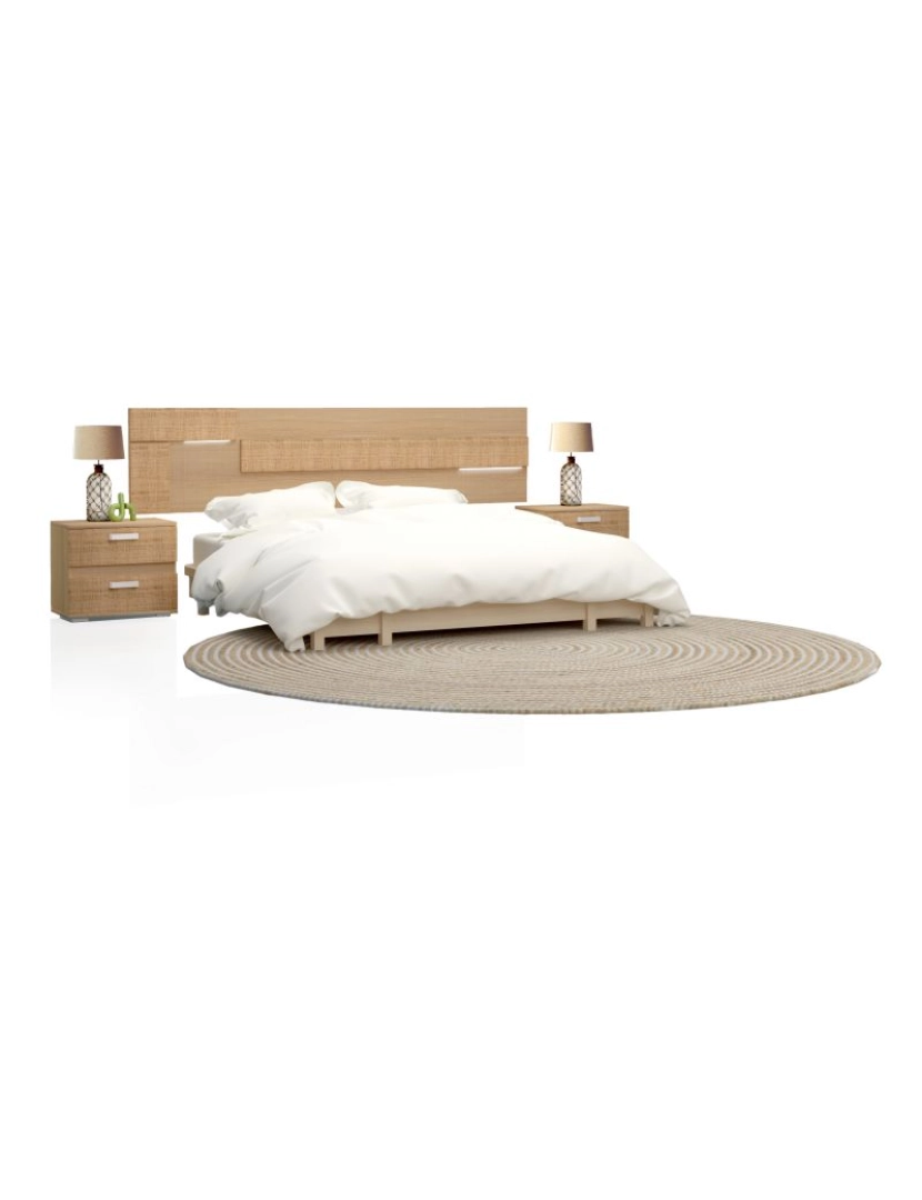 Duehome - Cabeceira da cama com mesas de cabeceira Ataneq Tex