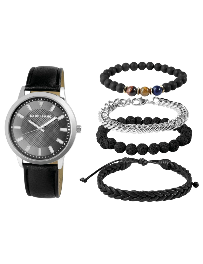 Excellanc - Excellanc Conjunto Relógio + 4 Pulseiras 2900222004 Preto