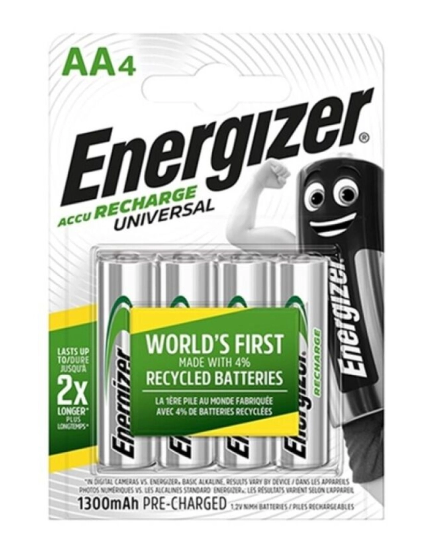 imagem de ENERGIZADOR UNIVERSAL RECARREGÁVEL BATERIA HR6 AA 1300mAh 4 UNIDADE1