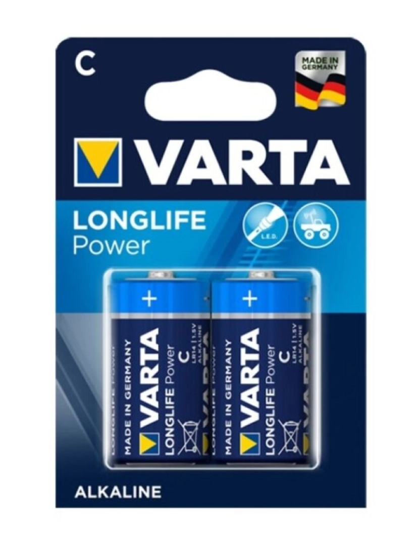 imagem de VARTA LONGLIFE POTÊNCIA ALCALINA BATERIA C LR14 2 UNIDADE1