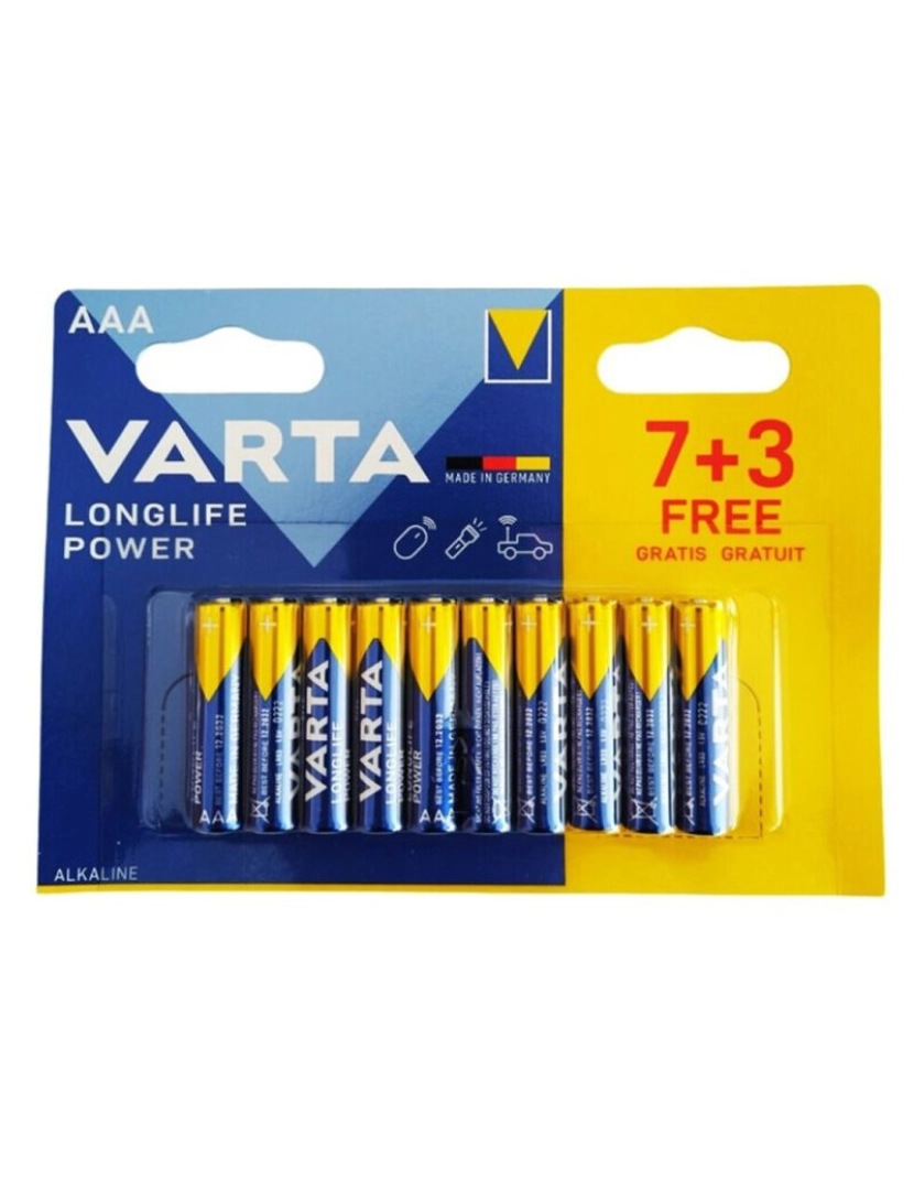 imagem de BATERIA ALCALINA VARTA LONGLIFE POWER AAA LR03 10 UNIDADES1