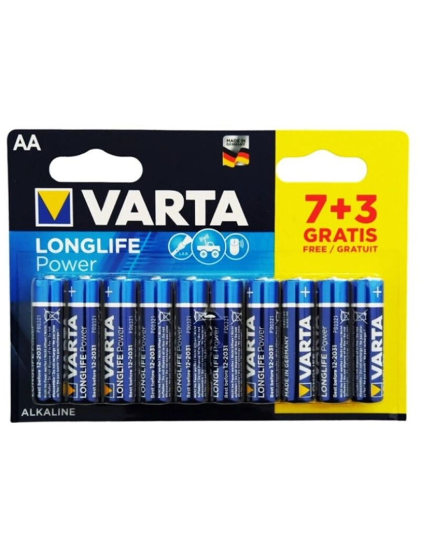 imagem de BATERIA ALCALINA VARTA LONGLIFE POWER AA LR6 10 UNIDADES1