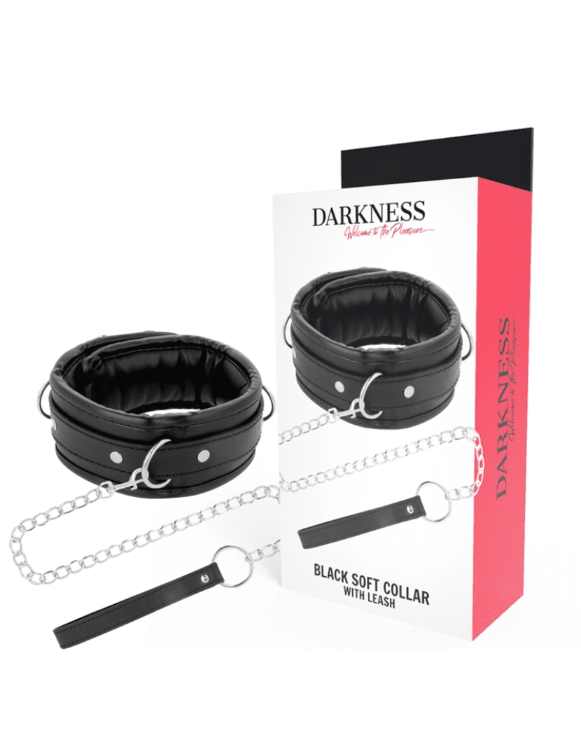 imagem de DARKNESS BLACK SOFT COLLAR WITH LEASH LEATHER1