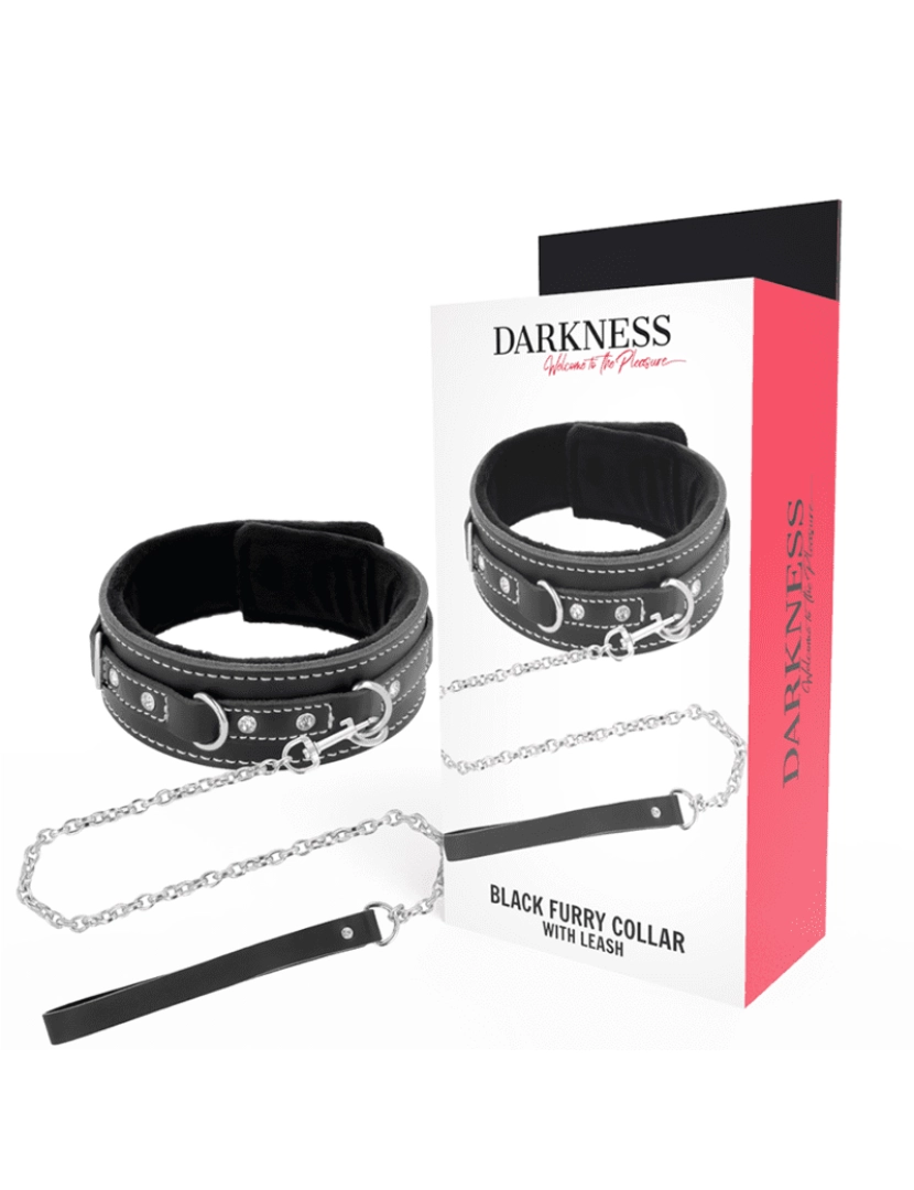 imagem de DARKNESS BLACK FURRY COLLAR WITH LEASH1