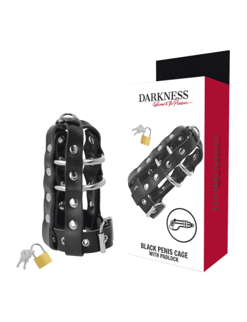 imagem de DARKNESS LEATHER CHASTITY CAGE1