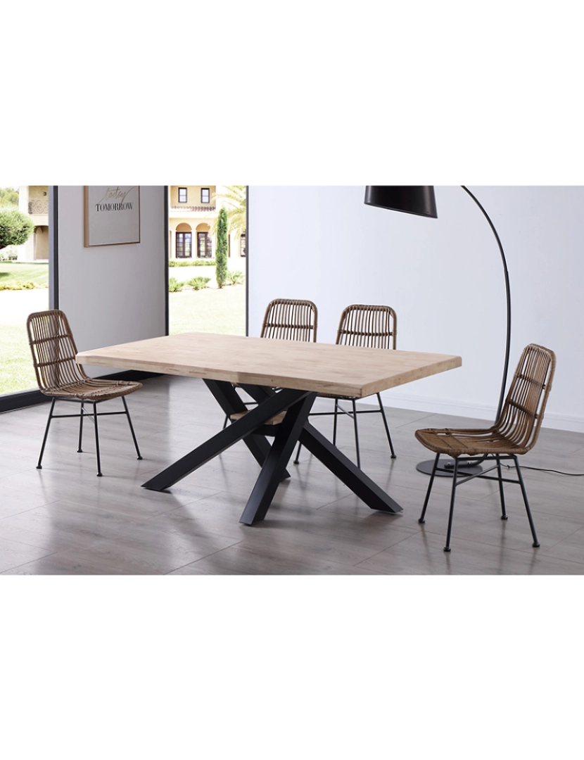 Duehome - MESA DE JANTAR FIXA XENA 180 NORDISH OAK / TAMPO PRETO