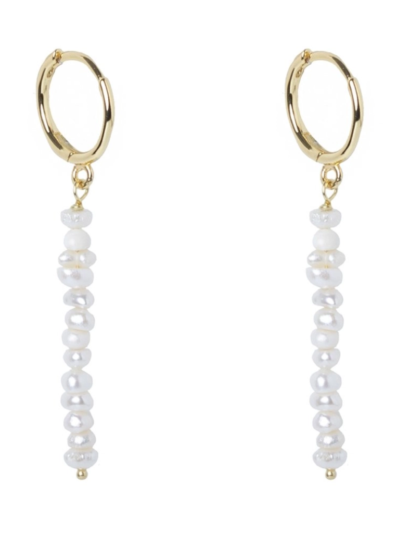 imagem de Dangling Pearl Hoops Ouro2