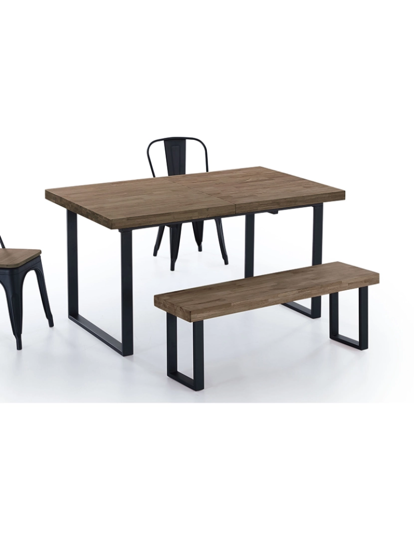 ADEC - MESA DE JANTAR EXTENSÍVEL CARVALHO NATURAL AMERICANO / PRETO