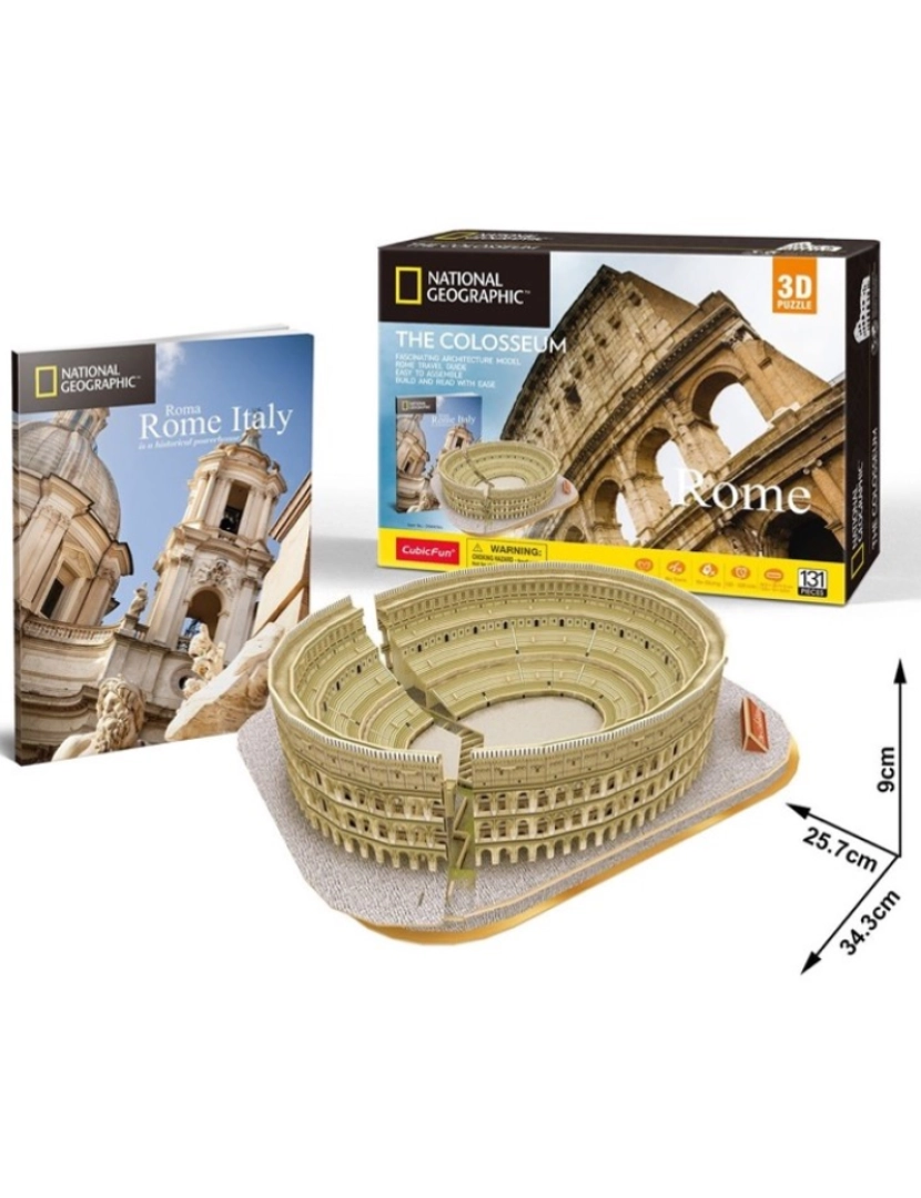 Cubic Fan - Puzzle 3D - National Geographic Coliseu Roma 131 Peças