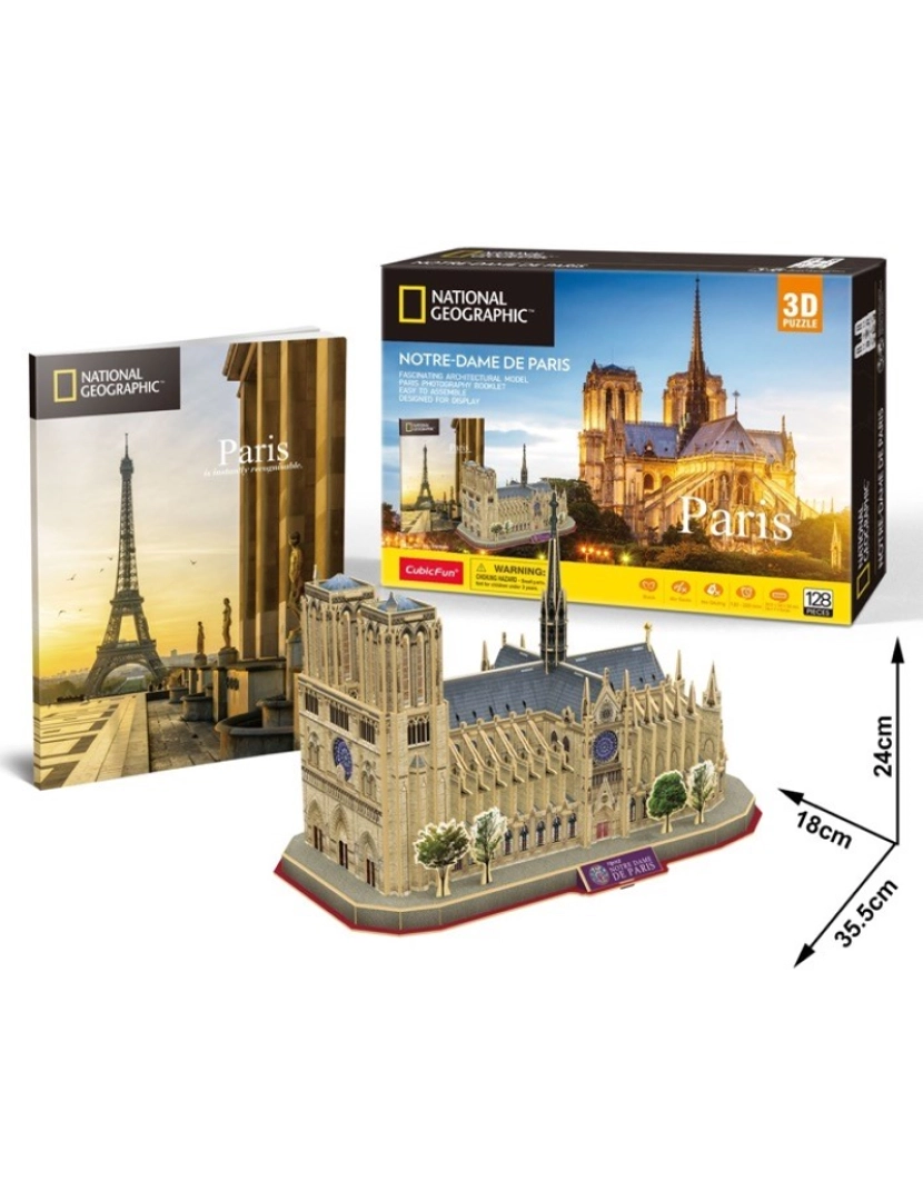 Cubic Fan - Puzzle 3D - National Geographic Notre Dame 128 Peças